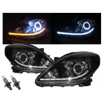 CrazyTheGod Sunny N17 2011-Present Sedan 4D Guide LED Halo LED Bar Headlight Headlamp Black for NISSAN RHD