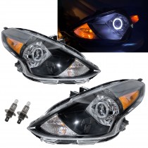 CrazyTheGod VERSA N17 2014-2020 Facelift Sedan 4D Guide LED Angel-Eye Projector Halogen Headlight Headlamp Black US V2 for NISSAN LHD