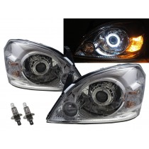 CrazyTheGod X-Trail T30 First generation 2006-2008 SUV 5D Guide LED Angel-Eye Projector Headlight Headlamp Chrome Taiwan for NISSAN LHD