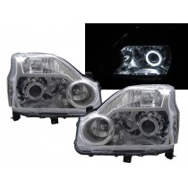 CrazyTheGod X-TRAIL Second generation 2007-2010 PRE-FACELIFT SUV 5D Guide LED Angel-Eye Projector Headlight Headlamp Chrome for NISSAN RHD