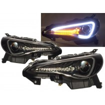 CrazyTheGod FR-S 2012-present Coupe 2D DRL Dynamic Turn signal HID D4S Headlight Headlamp Black for SCION LHD