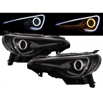 CrazyTheGod BRZ ZN6 2012-present Coupe 2D Cotton Halo LED Dynamic Turn Signal HID D4S Headlight Headlamp Black for SUBARU RHD