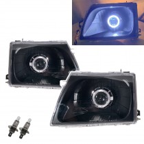 CrazyTheGod Hilux N140/N150/N160/N170 Sixth generation 2001-2005 Pickup 2D/4D Guide LED Angel-Eye Projector Halogen Headlight Headlamp Black for TOYOTA RHD