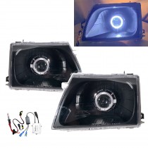 CrazyTheGod Hilux N140/N150/N160/N170 Sixth generation 2001-2005 Pickup 2D/4D Guide LED Angel-Eye Projector HID Headlight Headlamp Black for TOYOTA RHD