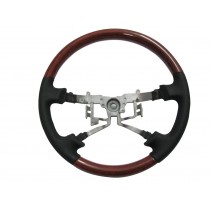 CrazyTheGod FORTUNER 2006-2011 STEERING WHEEL OE CLASSIC WOOD BLACK Leather for TOYOTA