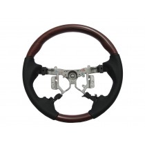 CrazyTheGod CAMRY XV40 2006-2011 STEERING WHEEL OE RED-WINE WOOD BLACK Leather for TOYOTA