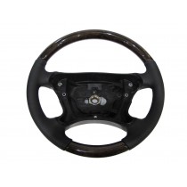 CrazyTheGod W211/S211 2007-2009 FACELIFTED STEERING WHEEL OE Walnut-Classic WOOD BLACK Leather for Mercedes-Benz