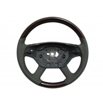 CrazyTheGod W221 2008-2009 FACELIFTED STEERING WHEEL OE Walnut WOOD GRAY Leather for Mercedes-Benz