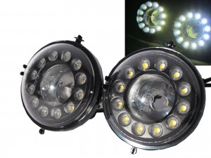 CrazyTheGod MINI R57 Second generation 2008-2014 Convertible 2D LED DRL Daytime Running Fog Light Lamp Black for MINI