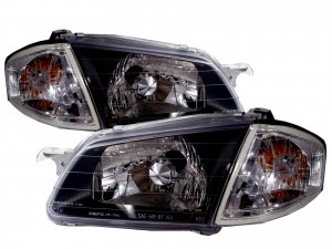 CrazyTheGod Laser BJ 1998-2000 Sedan/Wagon Clear Headlight Headlamp BLACK V1 for FORD LHD