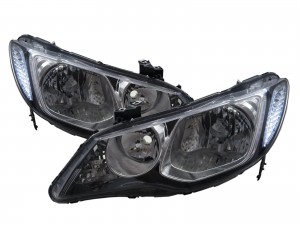 CrazyTheGod CSX 2006-2011 Sedan 4D Clear Headlight Headlamp Black EU for ACURA LHD