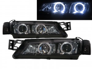 CrazyTheGod Silvia S14 200SX Second generation 1997-1998 Coupe 2D Guide LED Angel-Eye Projector Headlight Headlamp Black for NISSAN RHD