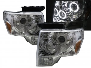 CrazyTheGod F-Series F150 Twelfth generation 2009-2014 Pickup 2D/4D Angel-Eye Projector Headlight Headlamp Chrome for FORD RHD