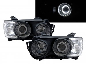 CrazyTheGod Aveo T300 Second generation 2012-2016 PRE-FACELIFT Sedan/Hatchback 4D/5D Guide LED Angel-Eye Projector Headlight Headlamp Black EU for CHEVROLET CHEVY LHD