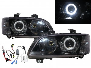 CrazyTheGod Commodore VE Fourth generation 2006-2010 Pre-Facelift Sedan/Wagon/Coupe 2D/4D/5D Guide LED Angel-Eye Projector HID Headlight Headlamp Black for HOLDEN RHD