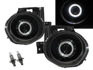 CrazyTheGod ESQ First generation 2014-Present Hatchback/SUV 5D Guide LED Angel-Eye Projector Headlight Headlamp Black US for INFINITI LHD