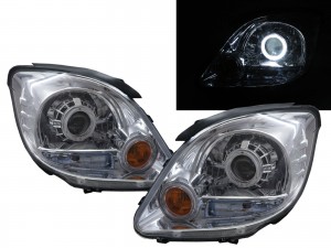 CrazyTheGod Kuda 2004-2008 Wagon/Truck 2D/5D Guide LED Angel-Eye Projector Headlight Headlamp Chrome for Mitsubishi LHD