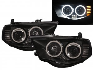 CrazyTheGod L200 2005-2014 Pickup Truck/Ute/Bakkie 2D/4D LED Halo Projector Headlight Headlamp Black for Mitsubishi RHD