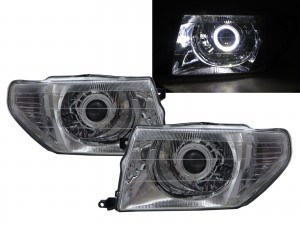 CrazyTheGod Montero iO 1998-2015 SUV 3D/5D Guide LED Angel-Eye Projector Headlight Headlamp Chrome for Mitsubishi LHD