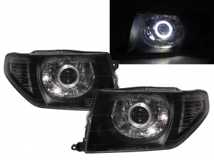 CrazyTheGod Pajero Pinin 1998-2015 SUV 3D/5D Guide LED Angel-Eye Projector Headlight Headlamp Black for Mitsubishi LHD