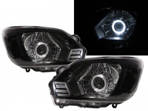 CrazyTheGod Veryca 2013-present Truck 2D/4D Guide LED Angel-Eye Headlight Headlamp Black for Mitsubishi LHD