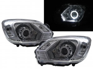 CrazyTheGod Veryca 2013-present Truck 2D/4D Guide LED Angel-Eye Headlight Headlamp Chrome for Mitsubishi LHD
