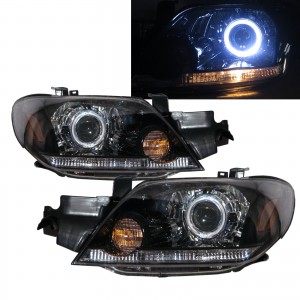 CrazyTheGod Outlander First generation 2003-2005 Wagon 5D Guide LED Angel-Eye Projector Headlight Headlamp Black US 9007 for Mitsubishi RHD