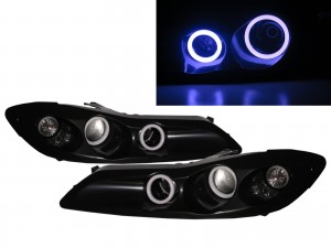 CrazyTheGod Silvia S15 200SX Second generation 1999-2002 Coupe/Convertible 2D Cotton Halo Projector Headlight Headlamp Black for NISSAN LHD