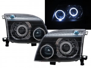 CrazyTheGod X-TRAIL T30 First generation 2001-2007 SUV 5D Guide LED Angel-Eye Projector Headlight Headlamp Black for NISSAN RHD