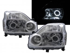 CrazyTheGod X-TRAIL Second generation 2007-2010 PRE-FACELIFT SUV 5D Guide LED Angel-Eye Projector Headlight Headlamp Chrome for NISSAN LHD