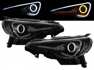 CrazyTheGod BRZ ZN6 2012-present Coupe 2D Cotton Halo LED Dynamic Turn Signal Halogen H1 Headlight Headlamp Black for SUBARU LHD
