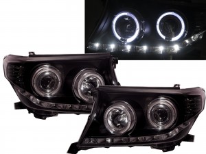 CrazyTheGod Land Cruiser FJ200 2008-2015 Halo Projector Headlight LED BLACK for TOYOTA RHD