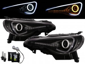 CrazyTheGod FT-86 2012-present Coupe 2D Cotton Halo LED Dynamic Turn Signal D4S Bulb W/S Ballast Headlight Headlamp Black for TOYOTA RHD