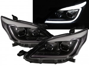 CrazyTheGod INNOVA First generation 2012-2015 Wagon 5D LED C Stripe Bar Headlight Headlamp Black for TOYOTA LHD