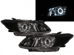 CrazyTheGod VIOS XP150 Third generation 2016-present FACELIFT Sedan/Hatchback 4D/5D Guide LED Angel-Eye Projector Headlight Headlamp W/ Motor Black for TOYOTA LHD