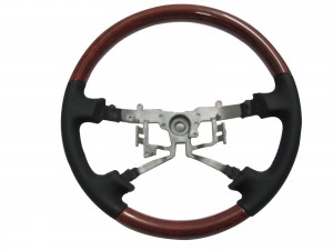 CrazyTheGod FORTUNER 2006-2011 STEERING WHEEL OE CLASSIC WOOD BLACK Leather for TOYOTA
