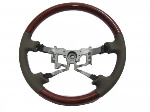 CrazyTheGod FORTUNER 2006-2011 STEERING WHEEL OE CLASSIC WOOD BEIGE Leather for TOYOTA