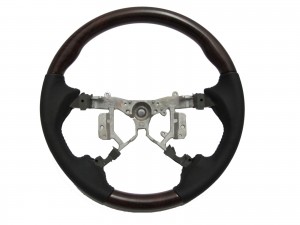 CrazyTheGod CAMRY XV40 2006-2011 STEERING WHEEL OE BROWN WOOD BLACK Leather for TOYOTA