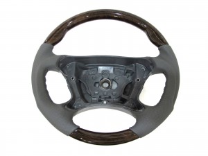 CrazyTheGod R230 2002-2006 PRE-FACELIFT STEERING WHEEL SPORT Walnut-Classic WOOD GRAY Leather for Mercedes-Benz