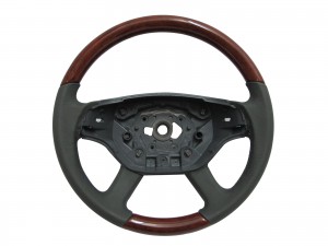 CrazyTheGod W216/C216 2008-2009 FACELIFTED STEERING WHEEL OE Light Walnut WOOD GRAY Leather for Mercedes-Benz