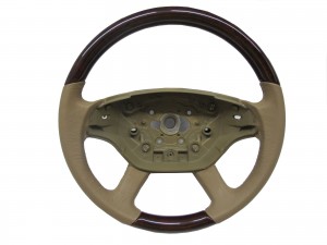 CrazyTheGod W216/C216 2008-2009 FACELIFTED STEERING WHEEL OE Walnut WOOD Brown Leather for Mercedes-Benz
