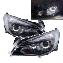 CrazyTheGod Astra J Sixth generation 2010-2015 Hatchback 5D Guide LED Angel-Eye Projector Headlight Headlamp Black for VAUXHALL LHD