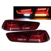 CrazyTheGod INSPIRA 2010-2015 Sedan 4D A6Look LED Tail Rear Light Red/Clear for PROTON